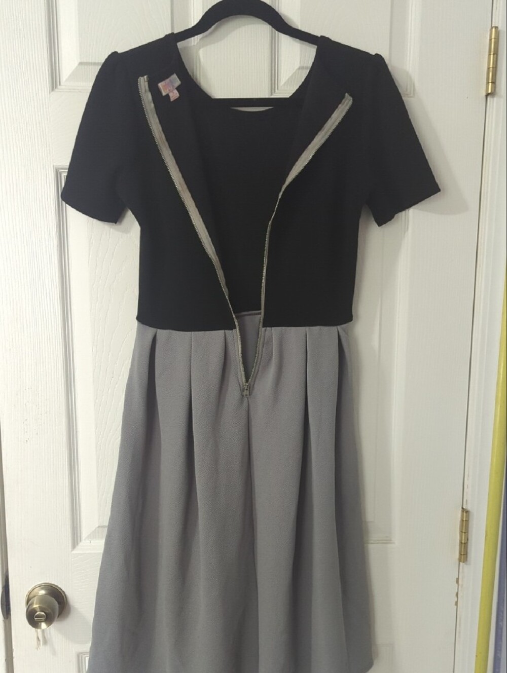 LuLaRoe Black & Gray Colorblock Dress - Picture 5 of 8